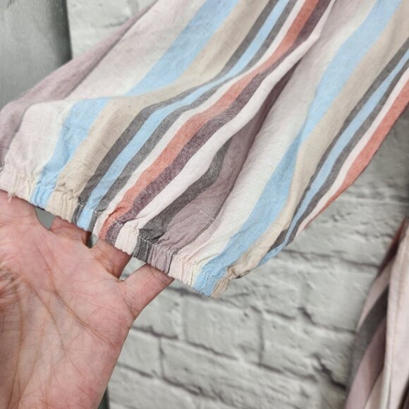 Knox Rose Rayon Linen Blend Boho Squared Neck Striped Summer Dress Sz XXL Flowy - Picture 2 of 13